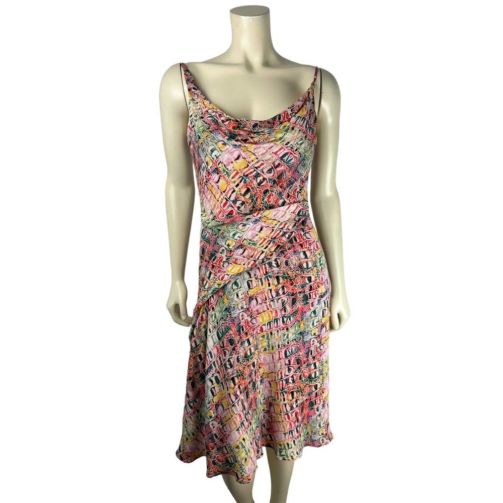 Sies Marjan Farrah Croco Printed Midi Slip Dress 2 Colorful Cocktail Drape Neck